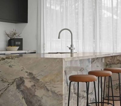 Island benchtop with Polished Portofino stone